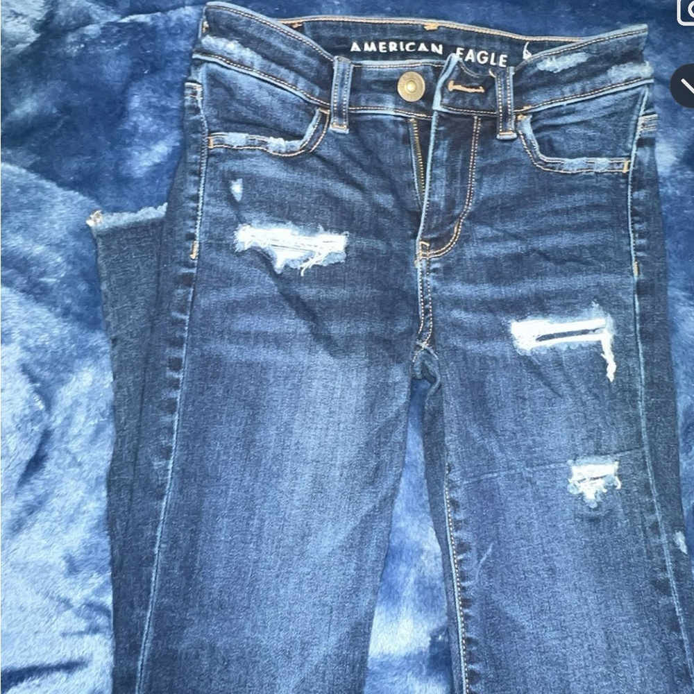 American Eagle Outfitters Blue Skinny Jeans Distressed